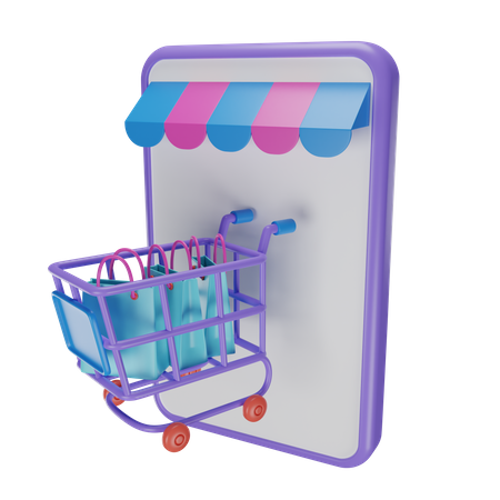 Aplicación de compras móviles  3D Icon