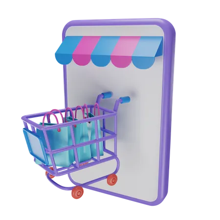 Aplicación de compras móviles  3D Icon