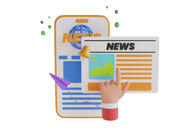 Aplicación de noticias móvil  3D Illustration