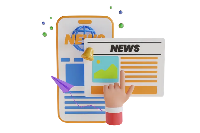 Aplicación de noticias móvil  3D Illustration