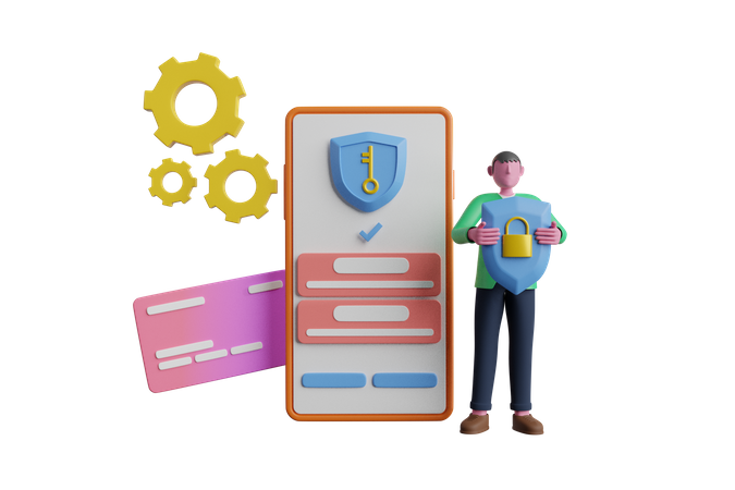 Aplicación de seguridad móvil  3D Icon