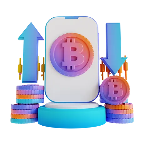 Aplicación de intercambio de bitcoins  3D Illustration