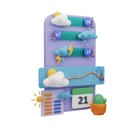 Aplicación móvil de pronóstico del tiempo  3D Icon