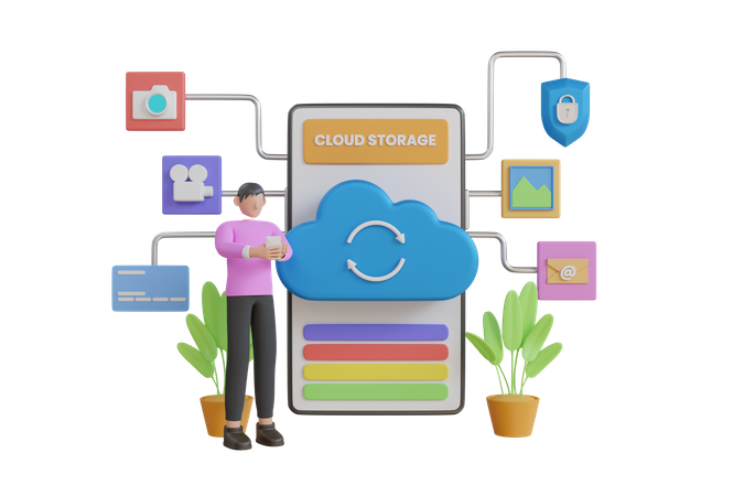 Aplicación móvil para almacenamiento de datos.  3D Icon