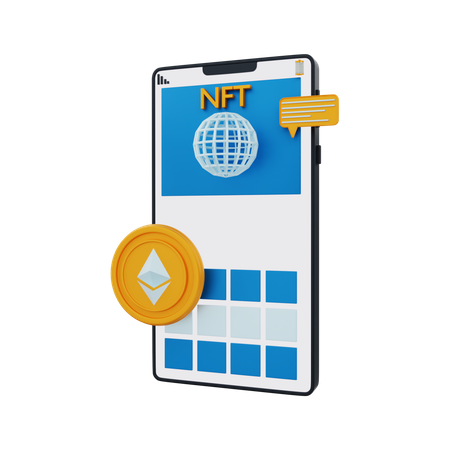 Aplicación de monedas NFT  3D Illustration