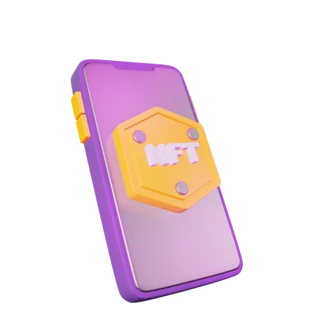 Aplicación NFT Marketplace para teléfonos inteligentes  3D Illustration