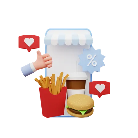 Aplicativo de comida on-line  3D Illustration