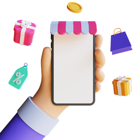 Aplicativo de compras  3D Illustration