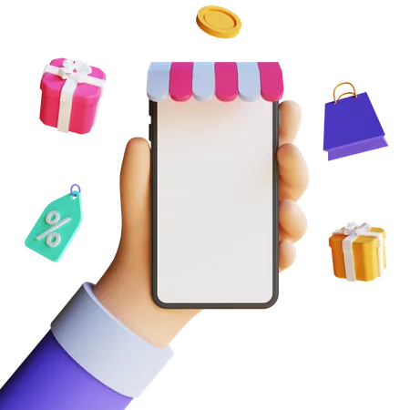 Aplicativo de compras  3D Illustration