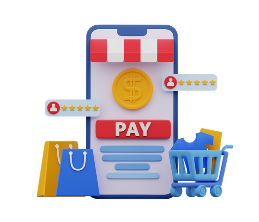 Aplicativo de compras  3D Illustration