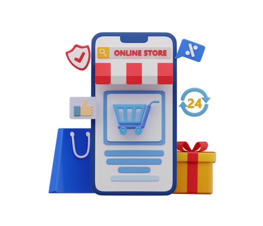 Aplicativo de compras  3D Illustration