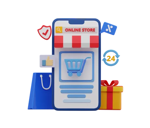 Aplicativo de compras  3D Illustration