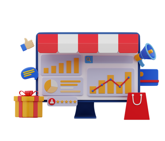 Aplicativo de compras  3D Illustration