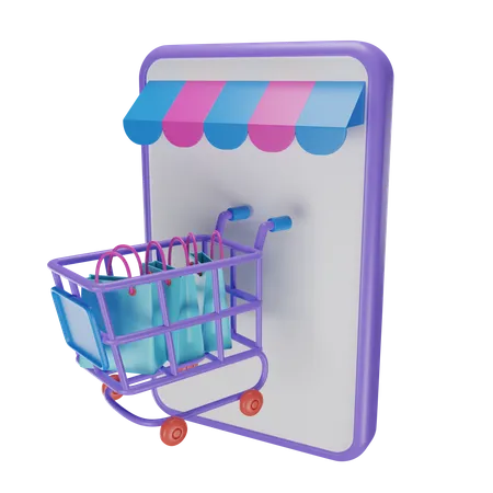 Aplicativo de compras para celular  3D Icon
