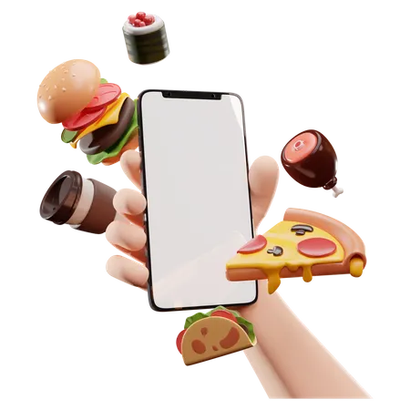 Aplicativo de entrega de comida  3D Illustration
