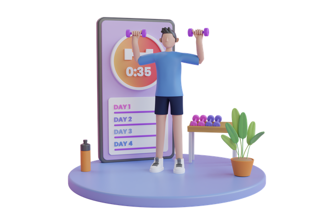 Aplicativo de fitness  3D Illustration