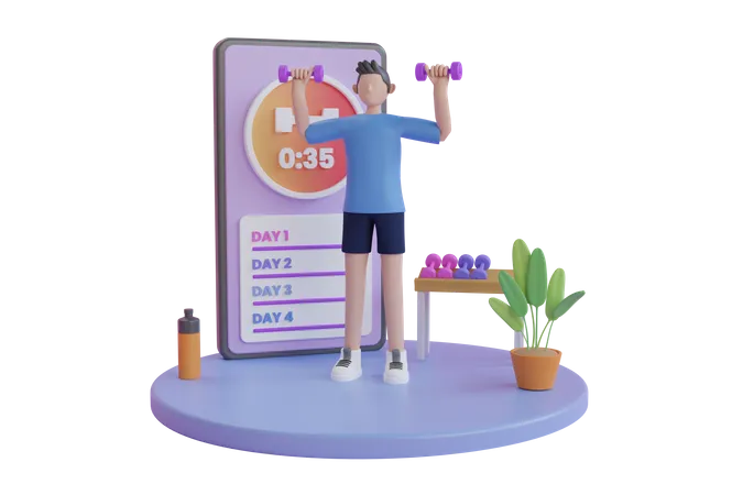 Ilustracao De Aplicativo Movel De Treino 3 D Jovem Na Academia Fazendo Agachamentos Com Barra Usando Telefone Inteligente Para Exercicios Esportes De Smartphones E Aplicativos De Ginastica Concept 3 D Renderizacao 3D Illustration