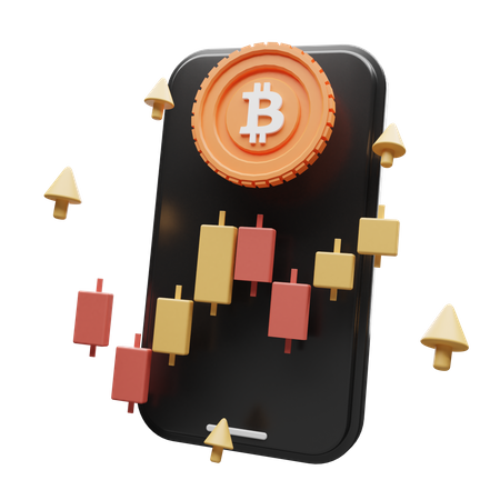 Aplicativo de negociação de bitcoin  3D Illustration