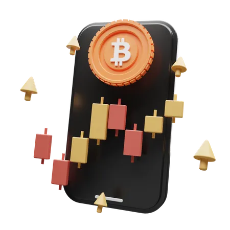 Aplicativo de negociação de bitcoin  3D Illustration