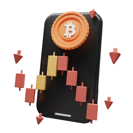 Aplicativo de negociação de bitcoin  3D Illustration