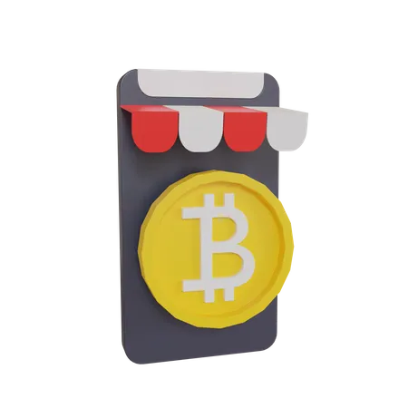 Aplicativo de negociação de bitcoin  3D Illustration