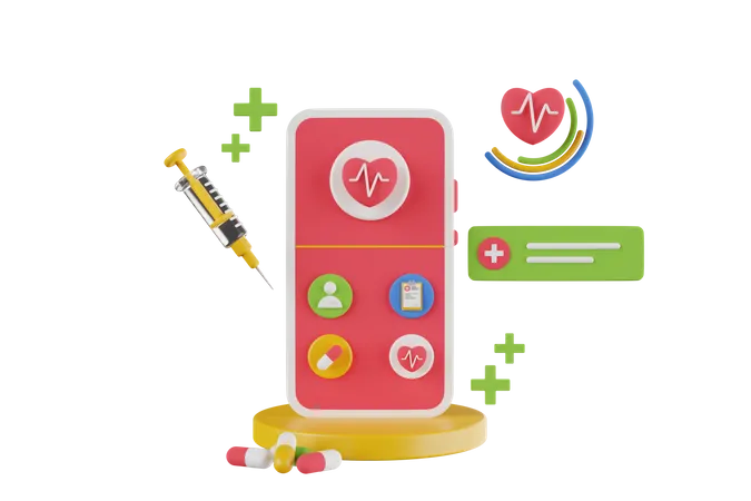 Aplicativo de saúde on-line  3D Illustration