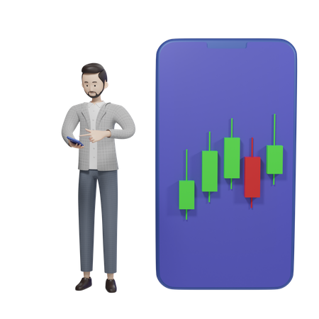 Aplicativo do mercado de ações  3D Illustration