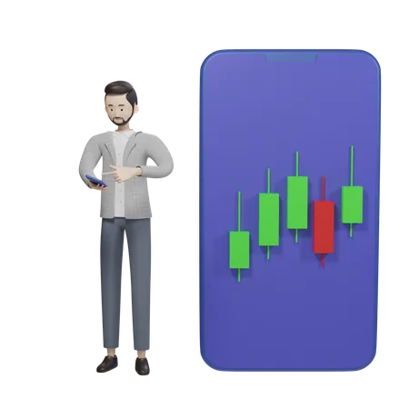 Aplicativo do mercado de ações  3D Illustration