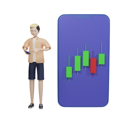 Aplicativo do mercado de ações  3D Illustration