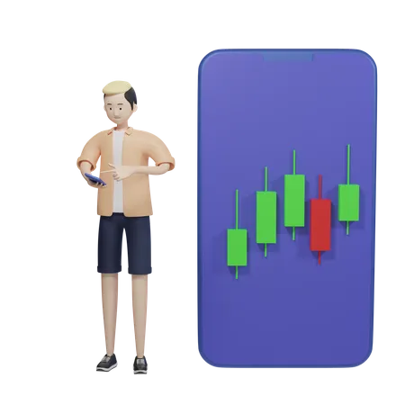 Aplicativo do mercado de ações  3D Illustration