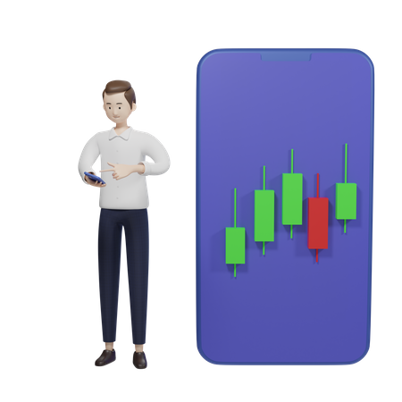 Aplicativo do mercado de ações  3D Illustration