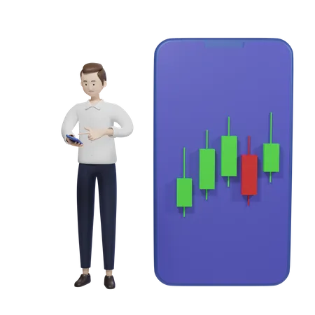 Aplicativo do mercado de ações  3D Illustration