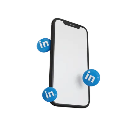 Aplicativo móvel com botões em forma de bolha de mídia social do Linkedin  3D Icon