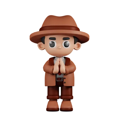 Apologizing Detective  3D Illustration