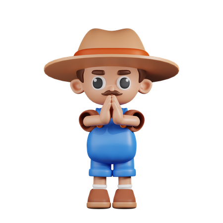 Apologizing Farmer  3D Illustration