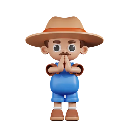 Apologizing Farmer  3D Illustration