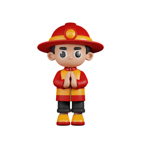 Apologizing Fireman  3D Icon