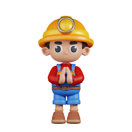 Apologizing Miner  3D Illustration