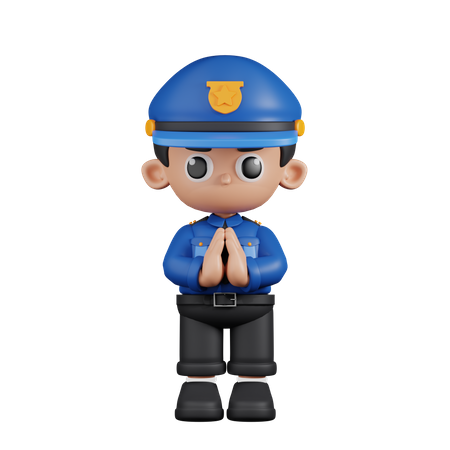 Apologizing Policeman  3D Illustration