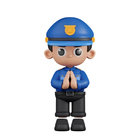 Apologizing Policeman  3D Illustration