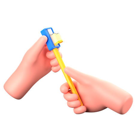 Mão segurando um apontador de lápis  3D Icon