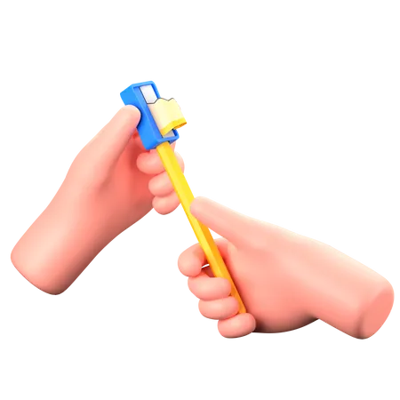 Mão segurando um apontador de lápis  3D Icon