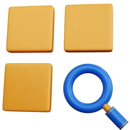 3 D Rendering Yellow Icon App Search Isolated 3D Icon