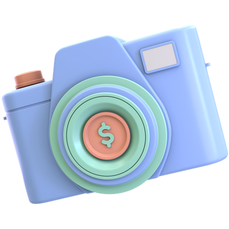 Appareil photo avec pièce de monnaie  3D Icon