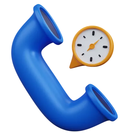 Appel téléphonique avec horloge  3D Icon