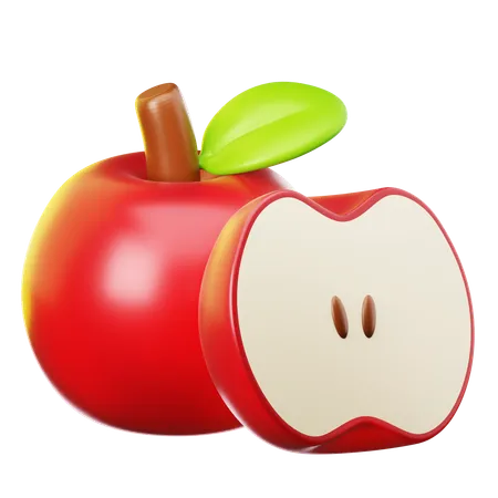 3 D Icon Fresh Apples On Transparent Background 3D Icon