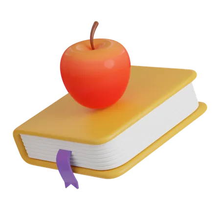 Apple On The Book Icons Minimal 3 D Illustration School Education 3D Icon