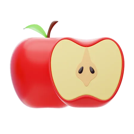 Apple 3 D Icon 3 D Red Apple Half Apple 3 D Icon 3D Icon