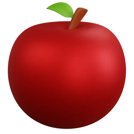 3 D Rendering Red Apple Isolated 3D Icon