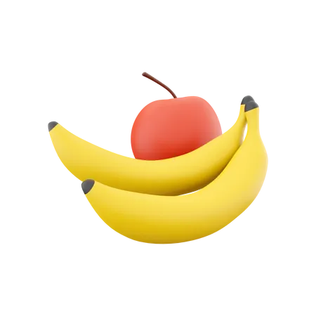 Apple And Banana  3D Icon